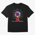 2026 Colorful Soccer Ball USA Canada Mexico 26 Classic T-Shirt Show Your Love for FIFA World Cup 2026 USA Canada Mexico for Fans of Messi and Cristiano Ronaldo and Germany, Bringing Sports Nostalgia, International Competition, Famous Players and