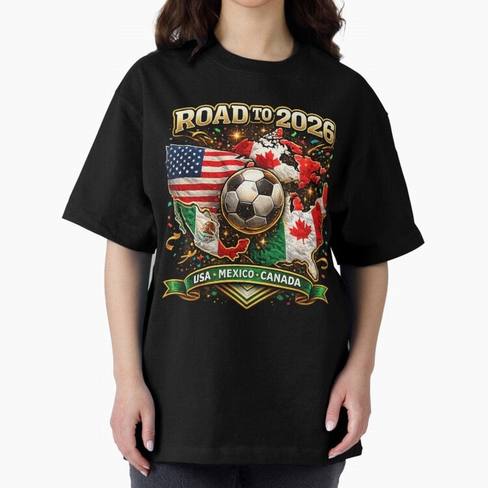 Road to 2026 Soccer Tournament - USA Mexico Canada Flags Classic T-Shirt Bring International Match Energy to FIFA World Cup 2026 for Fans of Neymar, Haaland and Cristiano Ronaldo and France, Bringing Match Day Excitement, Supporter Culture, Golden