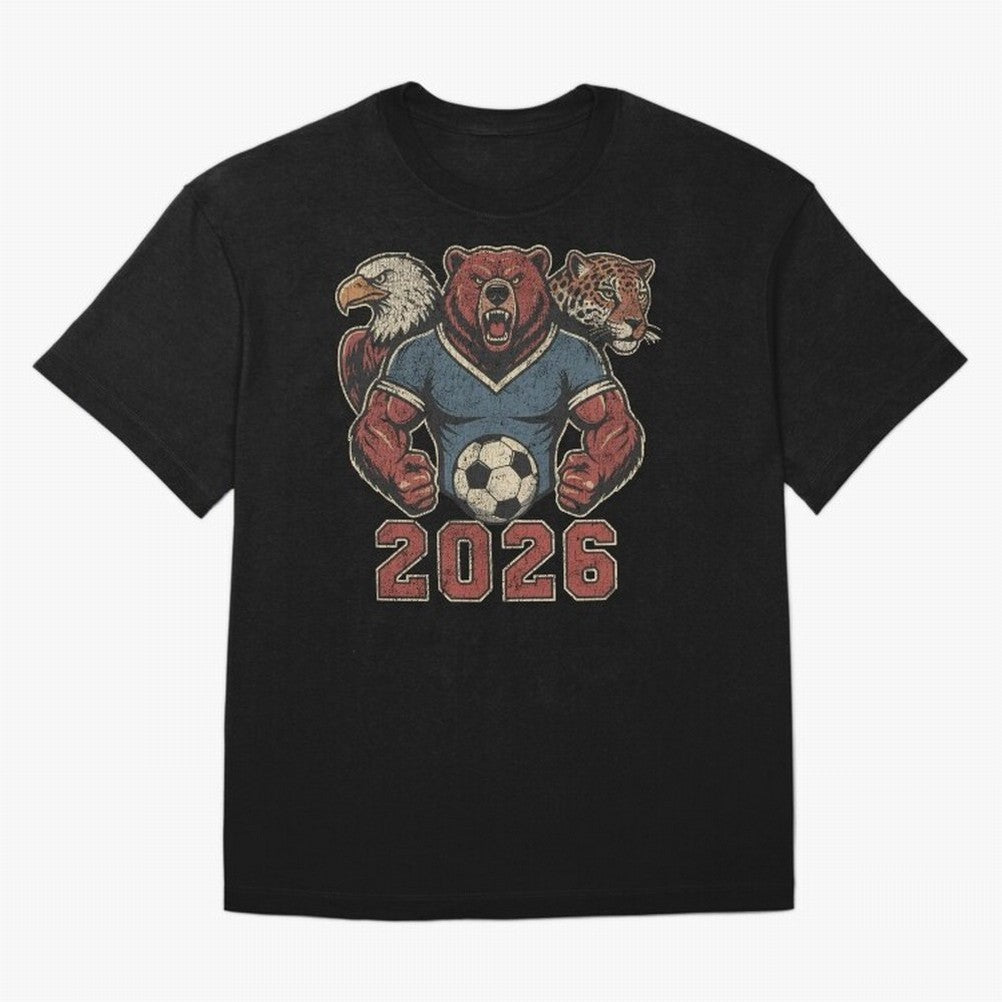 World Cup 2026 Host Mascots | USA Canada Mexico Soccer Classic T-Shirt Stand Proud for Global Football Passion for FIFA World Cup 2026, Built around Mbappe and Neymar, England and Germany, Sports Nostalgia, International Competition, Famous Players