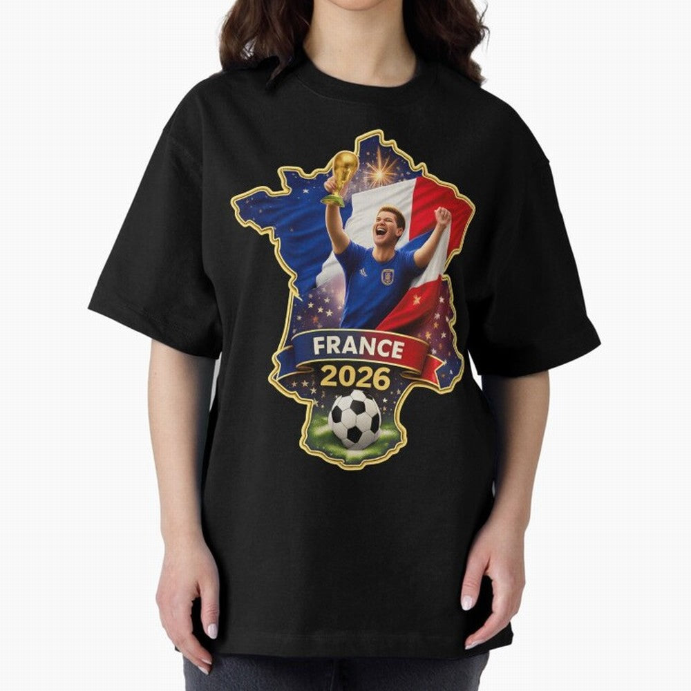 France Map Silhouette 2026 Football Victory Graphic Classic T-Shirt Elevate FIFA World Cup 2026 Spirit, Connected to Germany, Messi and Cristiano Ronaldo, Worldwide Fan Energy, Dramatic Goals, Stadium Lights and Championship Celebrations; Great for