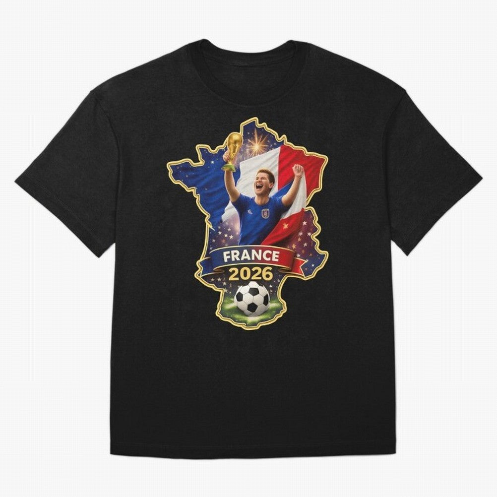 France Map Silhouette 2026 Football Victory Graphic Classic T-Shirt Elevate FIFA World Cup 2026 Spirit, Connected to Germany, Messi and Cristiano Ronaldo, Worldwide Fan Energy, Dramatic Goals, Stadium Lights and Championship Celebrations; Great for
