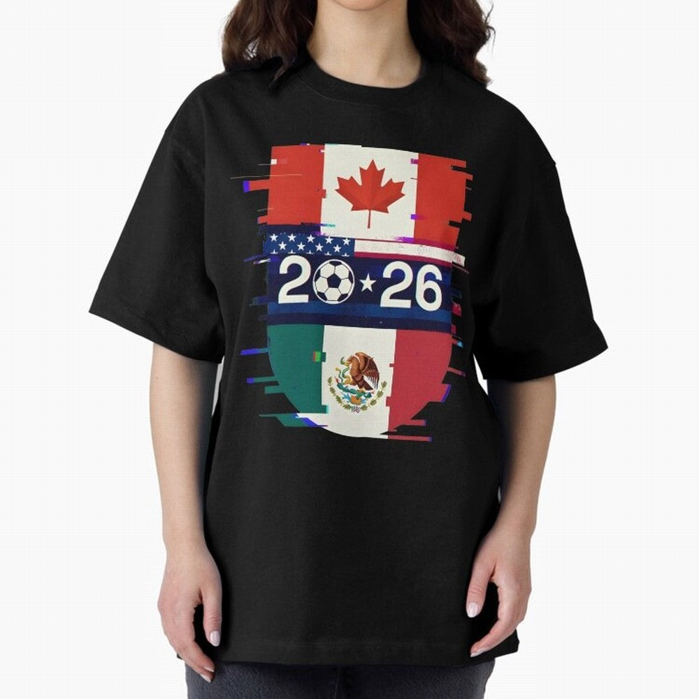 Glitched United 2026 - North America Emblem Cup Classic T-Shirt Fuel Match Day Hype around FIFA World Cup 2026, Neymar, England, France and Netherlands, Tournament Hype, Historic Matchups, Family Viewing Parties and Global Sports Pride; Ideal for