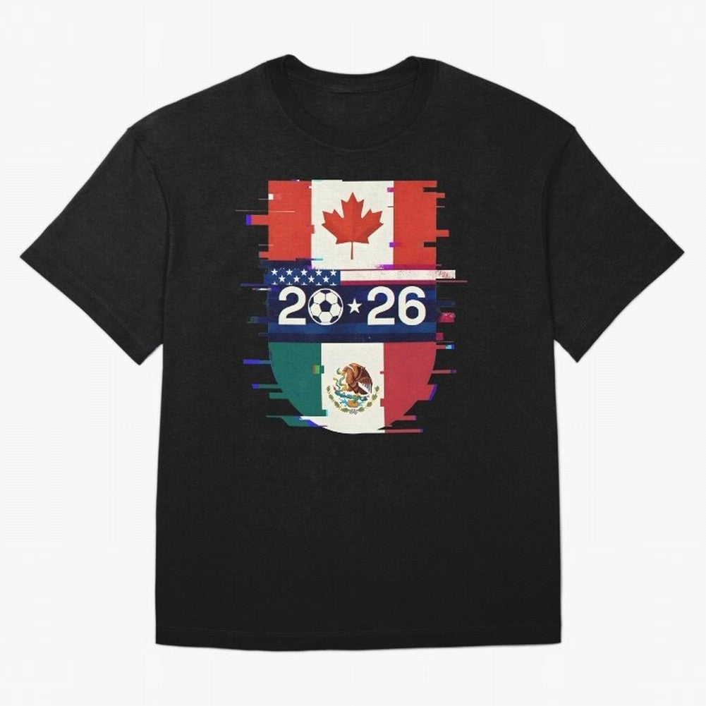 Glitched United 2026 - North America Emblem Cup Classic T-Shirt Fuel Match Day Hype around FIFA World Cup 2026, Neymar, England, France and Netherlands, Tournament Hype, Historic Matchups, Family Viewing Parties and Global Sports Pride; Ideal for