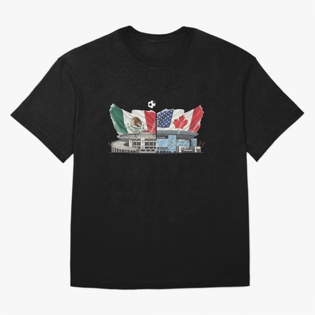 2026 World Cup Opening & Final ¨C Azteca Stadium Mexico & MetLife Stadium USA ¨C Football Design with Mexican, Canadian & US Flags Classic T-Shirt Make Every Match About the FIFA World Cup 2026 Journey through Neymar, Haaland and Cristiano Ronaldo