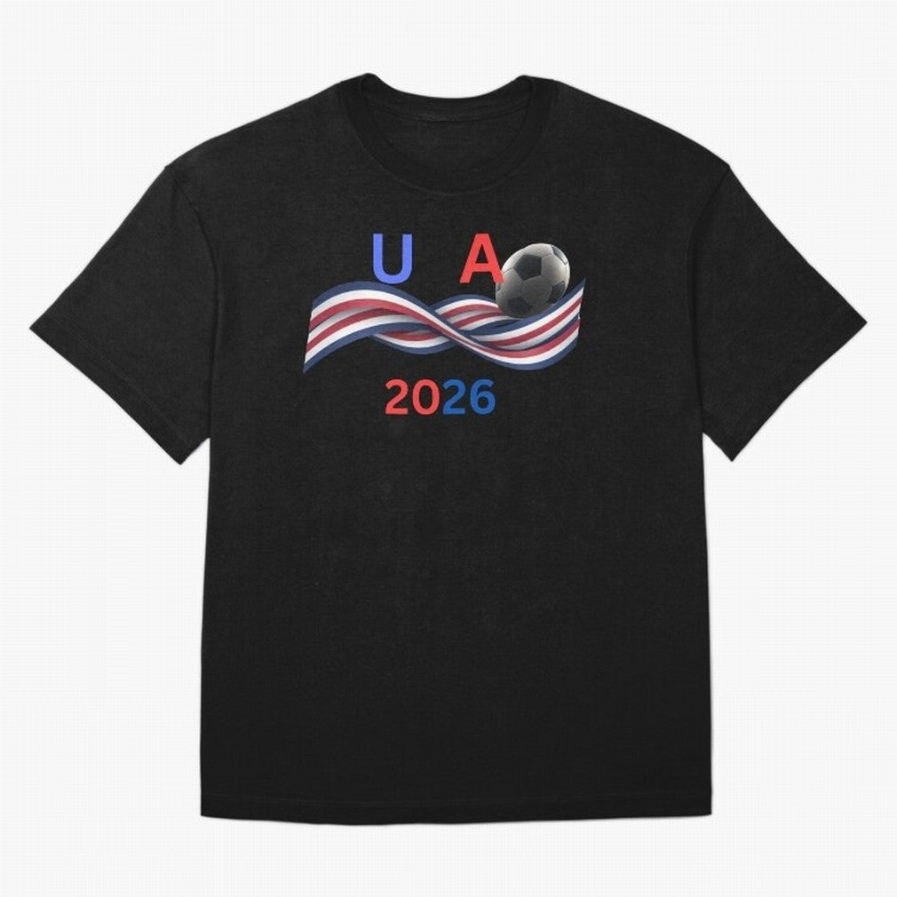 USA 2026 Soccer Ball With Waving Flag - United States Football Team Support? Classic T-Shirt Fuel the Hype around the FIFA World Cup 2026 Journey through CR7 Highlights, Portugal Pride, Match Day Excitement, Supporter Culture, Golden Goals and