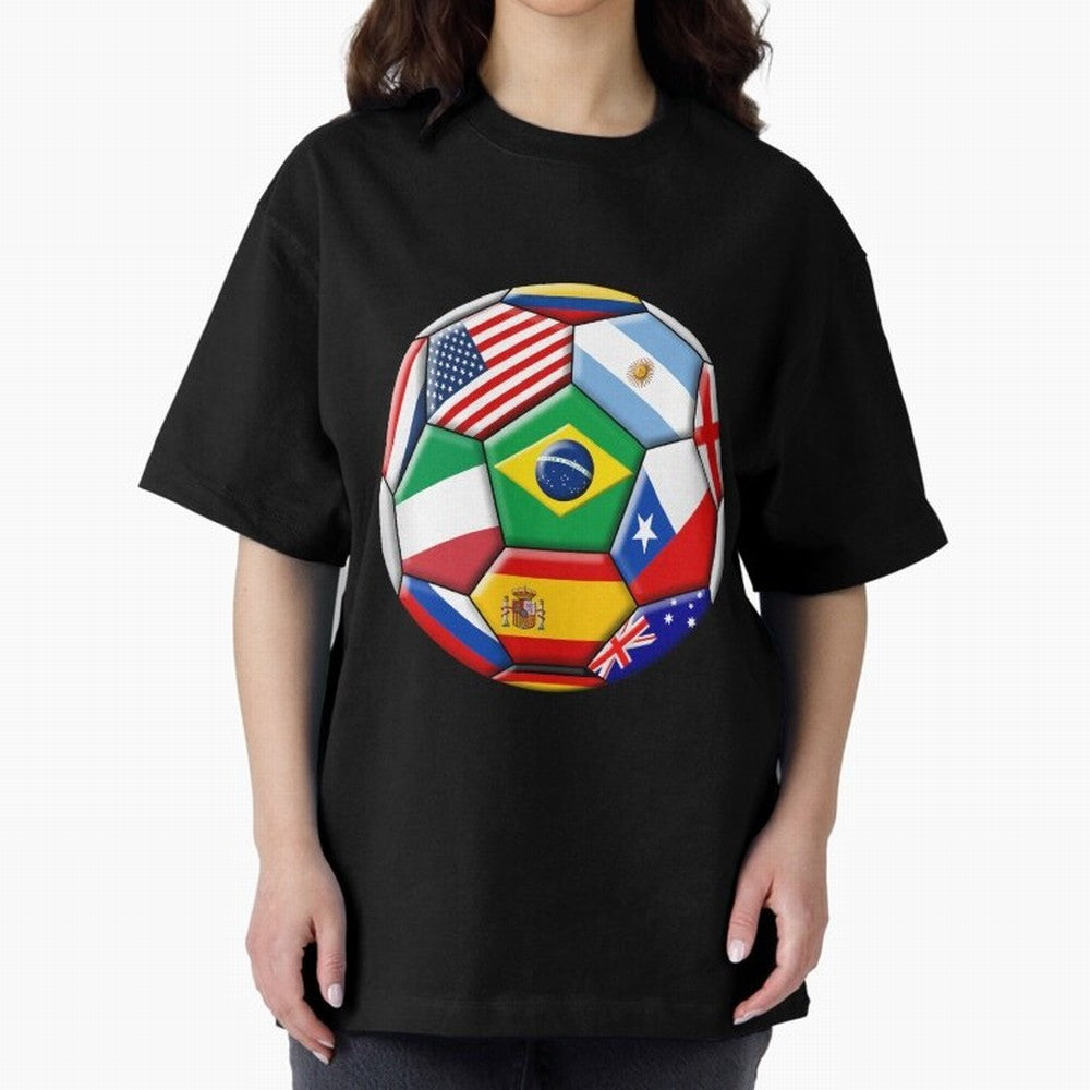 Soccer with various flags Classic T-Shirt Celebrate the Biggest Stage of Match Day Hype around FIFA World Cup 2026, Haaland and Mbappe, Argentina, Football History, Final Match Energy, Crowd Noise and Once in a Lifetime Moments; Perfect for