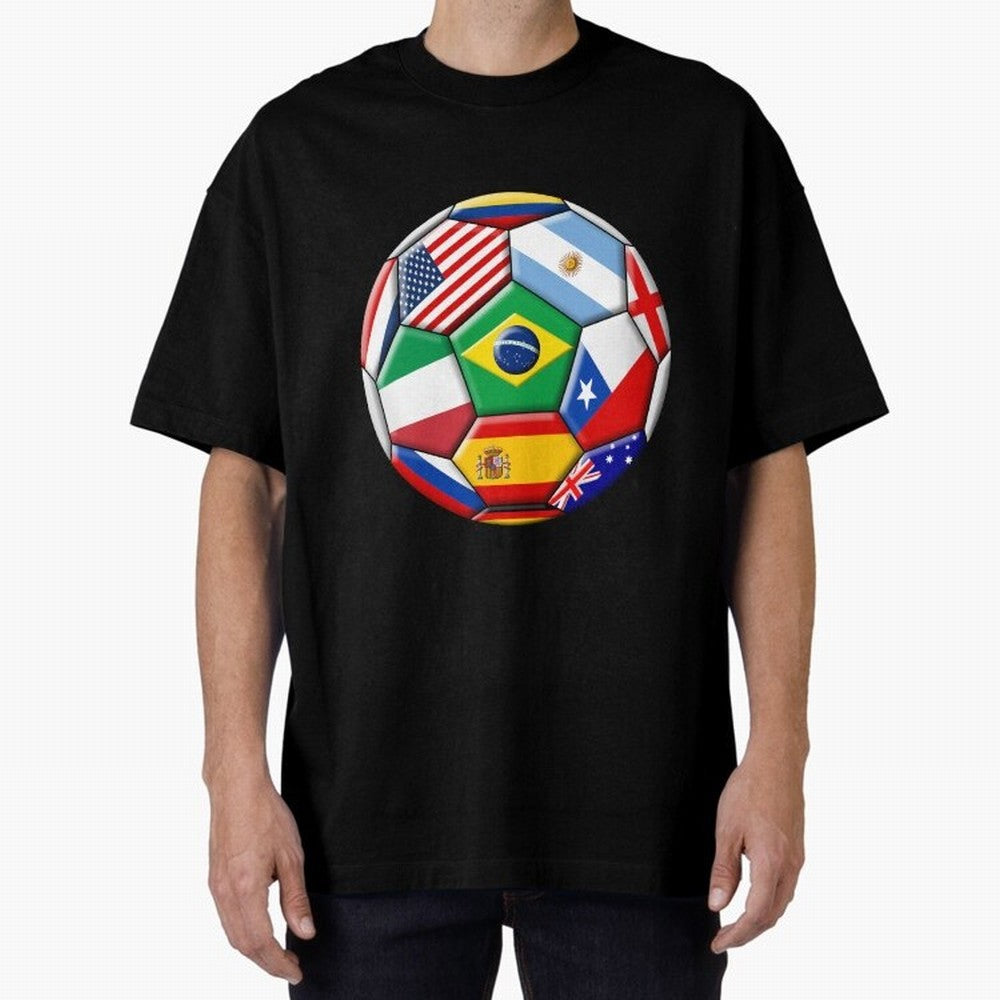 Soccer with various flags Classic T-Shirt Celebrate the Biggest Stage of Match Day Hype around FIFA World Cup 2026, Haaland and Mbappe, Argentina, Football History, Final Match Energy, Crowd Noise and Once in a Lifetime Moments; Perfect for