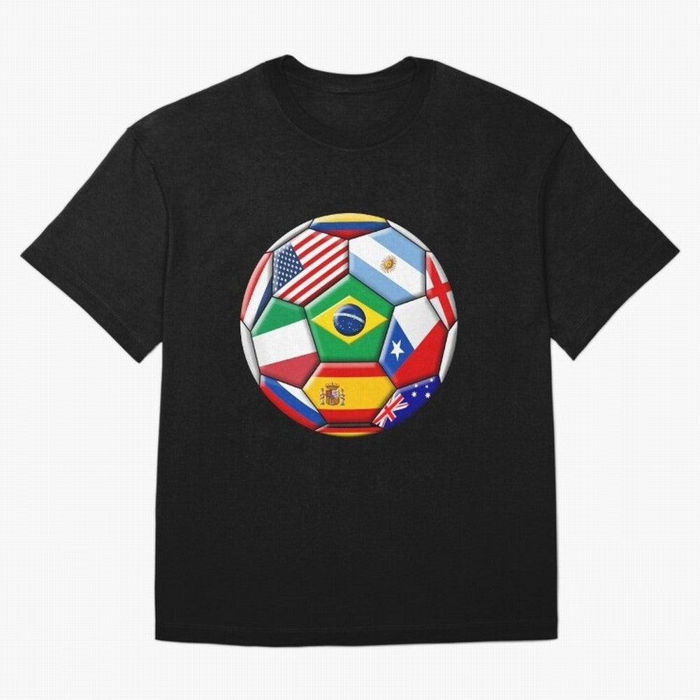 Soccer with various flags Classic T-Shirt Celebrate the Biggest Stage of Match Day Hype around FIFA World Cup 2026, Haaland and Mbappe, Argentina, Football History, Final Match Energy, Crowd Noise and Once in a Lifetime Moments; Perfect for