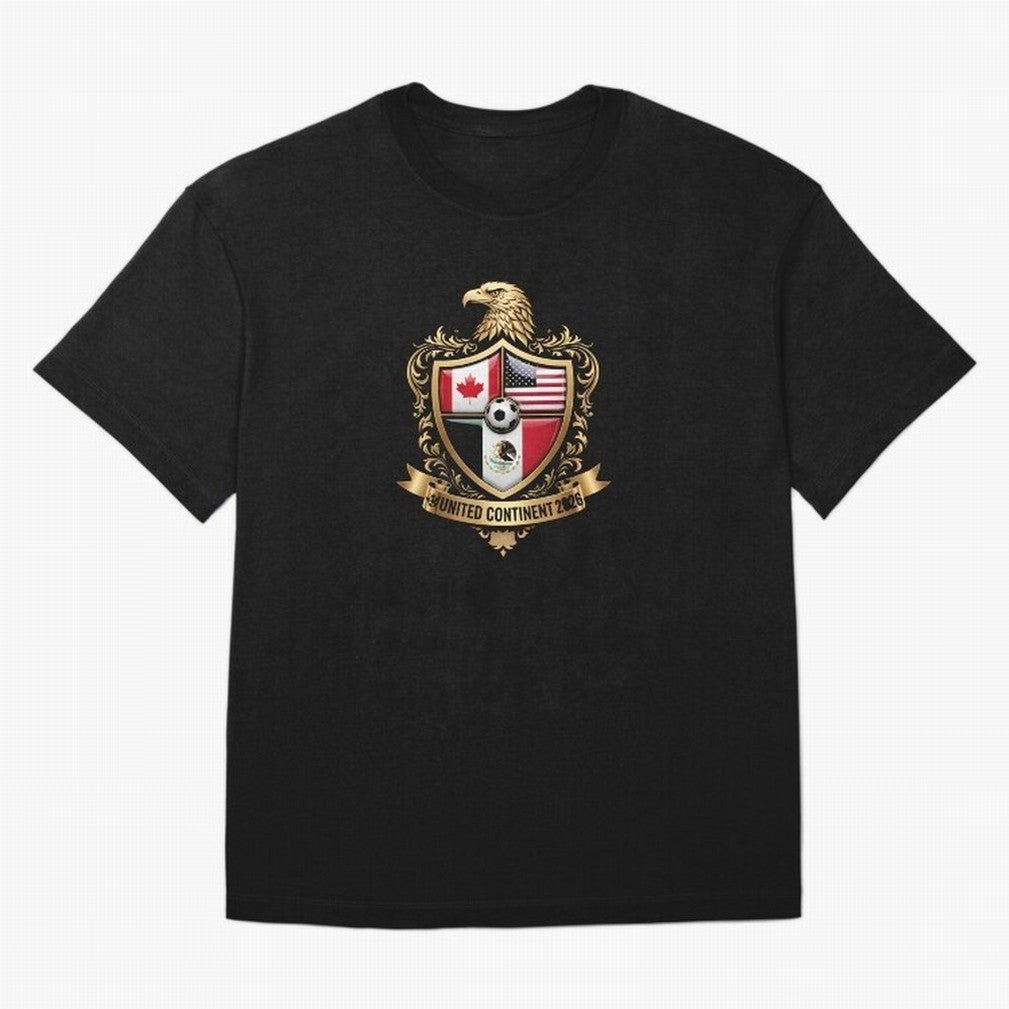 Golden Continental Eagle Soccer World Cup Crest 2026 T-Shirt_83050983 Classic T-Shirt Carry National Pride through Global Football Passion for FIFA World Cup 2026, Centered on Messi, CR7 and Mbappe, Germany, Retro Football Energy, Iconic Rivalries,
