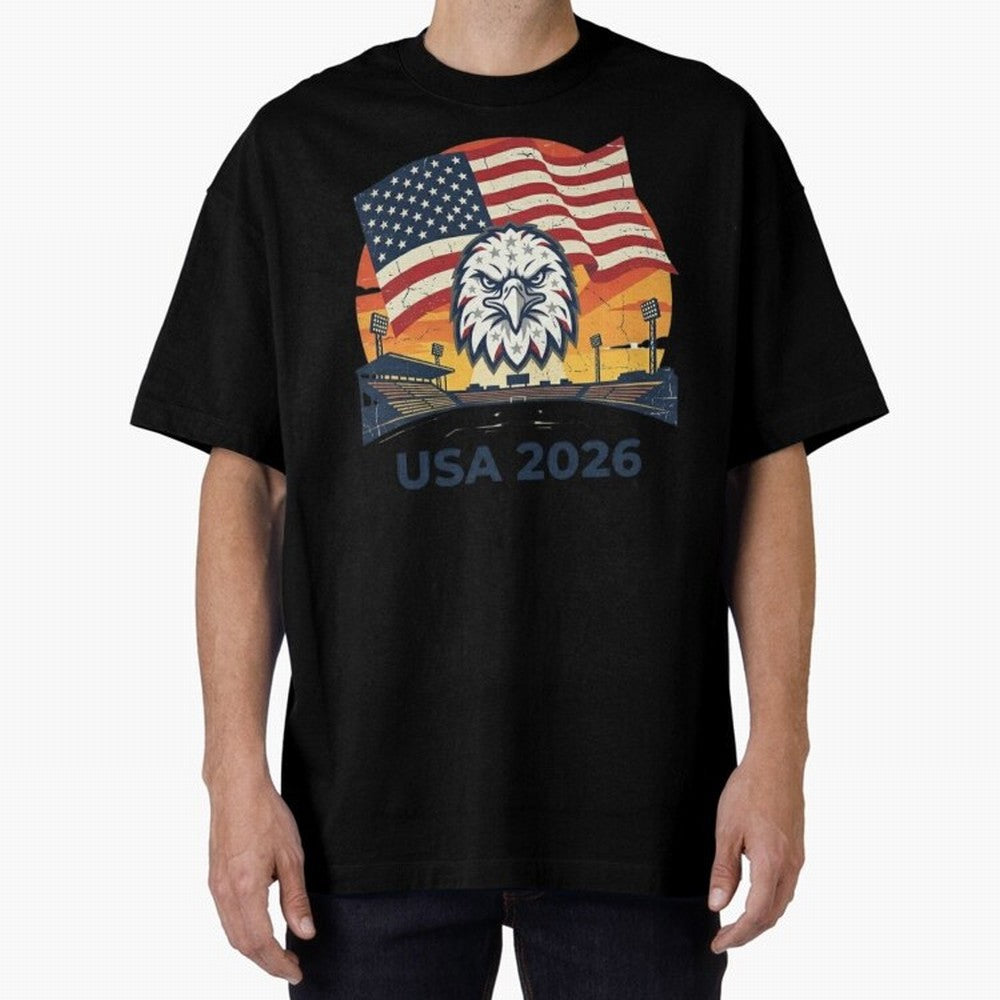 American Eagle 2026 USA World Cup Classic T-Shirt Stand with Match Day Hype around FIFA World Cup 2026, Messi and Cristiano Ronaldo, Netherlands, Match Day Excitement, Supporter Culture, Golden Goals and Global Football Passion; Perfect for