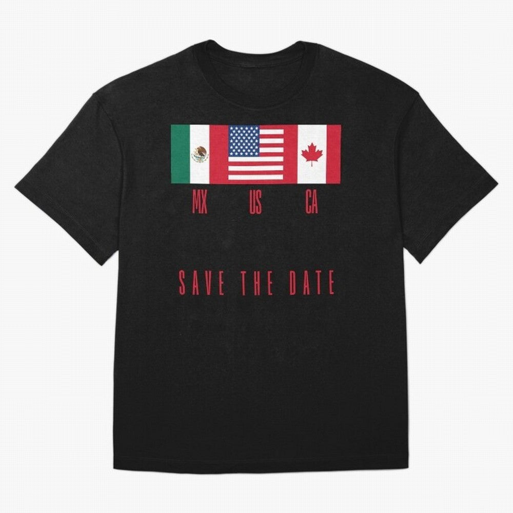 2026 World Cup Opening & Final ¨C Azteca Stadium Mexico & MetLife Stadium USA ¨C Football Design with Mexican, Canadian & US Flags Classic T-Shirt Carry National Pride through FIFA World Cup 2026 Spirit, Inspired by Portugal, Spain and Germany,