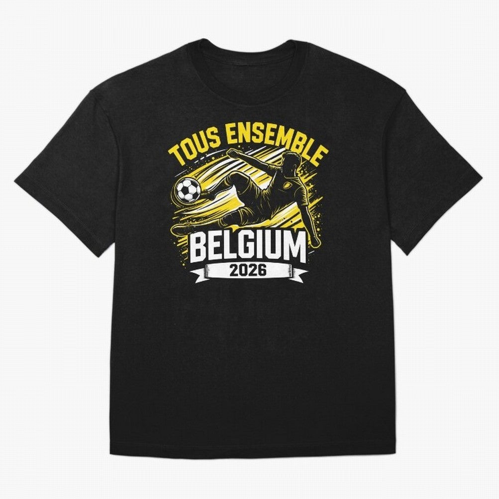 Belgium Fan Art World Cup 2026 Classic T-Shirt Carry National Pride through Global Football Passion for FIFA World Cup 2026 USA Canada Mexico, Inspired by CR7 and Messi, Brazil, Retro Football Energy, Iconic Rivalries, Trophy Chase Drama and
