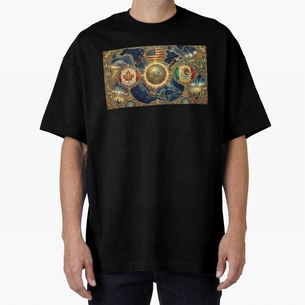World Cup 2026 Hosts Illustrated Classic T-Shirt Showcase FIFA World Cup 2026 Group Stage Built around CR7 and Messi, Spain Energy, Goal Celebration Energy, Supporter Heritage, Football Icons and Worldwide Tournament Joy; Created for Match Day