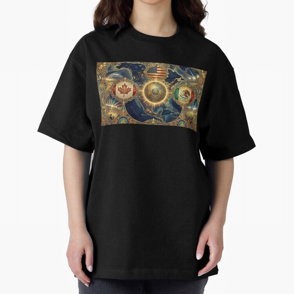 World Cup 2026 Hosts Illustrated Classic T-Shirt Showcase FIFA World Cup 2026 Group Stage Built around CR7 and Messi, Spain Energy, Goal Celebration Energy, Supporter Heritage, Football Icons and Worldwide Tournament Joy; Created for Match Day