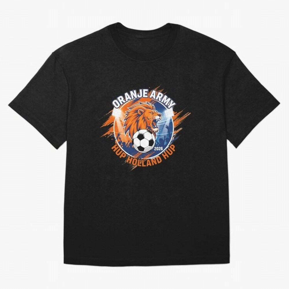 Netherlands World Cup 2026 Fan Art Classic T-Shirt Represent the Passion of Global Football Passion for FIFA World Cup 2026 USA Canada Mexico, Inspired by Messi, Neymar and Mbappe, England and Germany, Championship Spirit, Famous Goals, Roaring