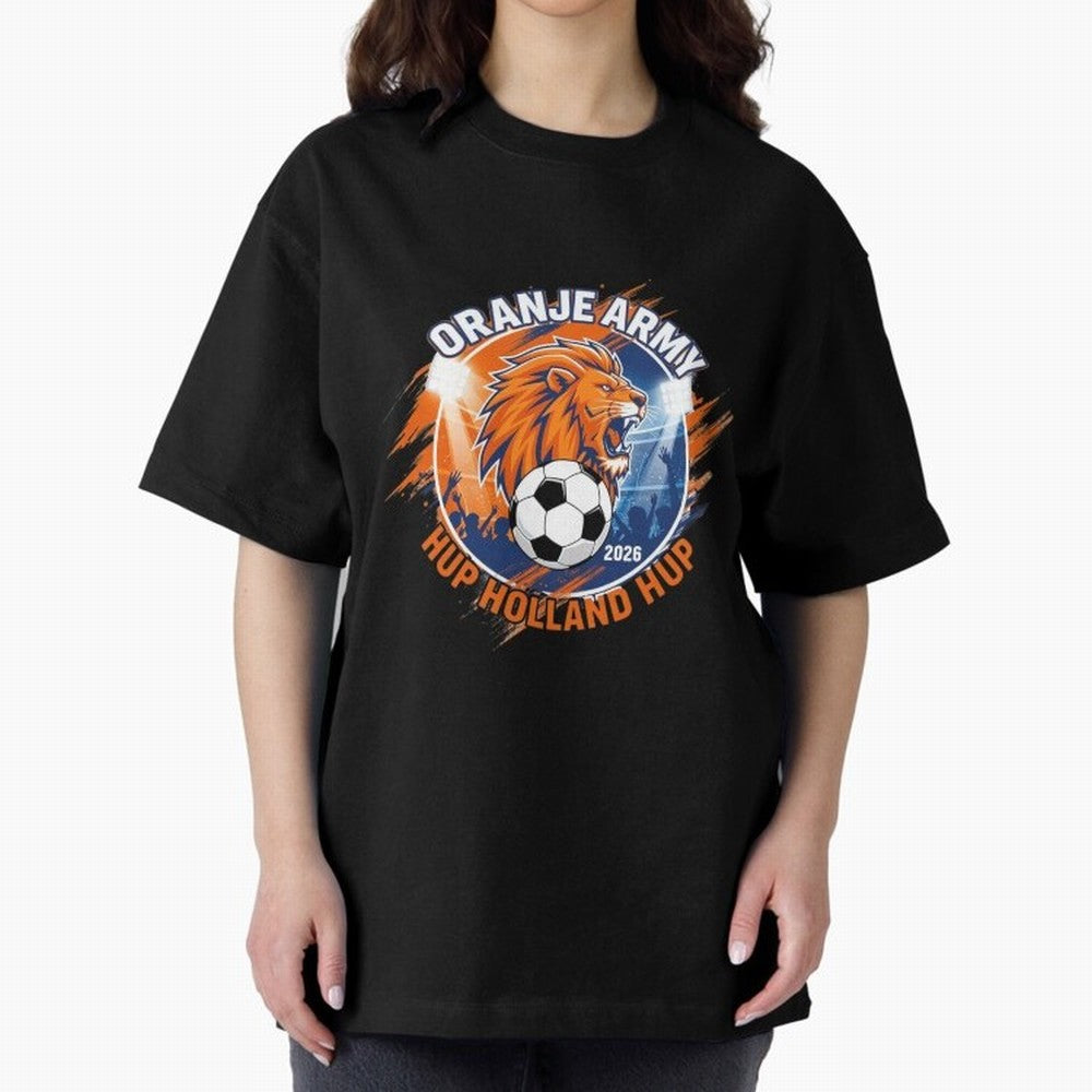 Netherlands World Cup 2026 Fan Art Classic T-Shirt Represent the Passion of Global Football Passion for FIFA World Cup 2026 USA Canada Mexico, Inspired by Messi, Neymar and Mbappe, England and Germany, Championship Spirit, Famous Goals, Roaring