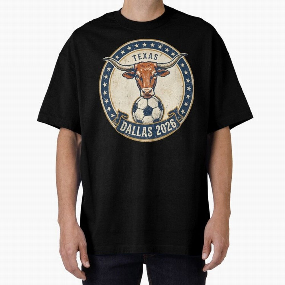 Dallas Texas 2026 World Cup Host City Vintage Football Badge Classic T-Shirt Follow the Road to FIFA World Cup 2026 USA Canada Mexico for Fans of Cristiano Ronaldo and Argentina and Brazil, Bringing Champion Mindset, Group Stage Buzz, Knockout