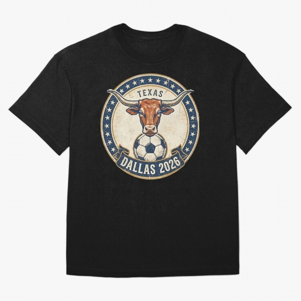 Dallas Texas 2026 World Cup Host City Vintage Football Badge Classic T-Shirt Follow the Road to FIFA World Cup 2026 USA Canada Mexico for Fans of Cristiano Ronaldo and Argentina and Brazil, Bringing Champion Mindset, Group Stage Buzz, Knockout
