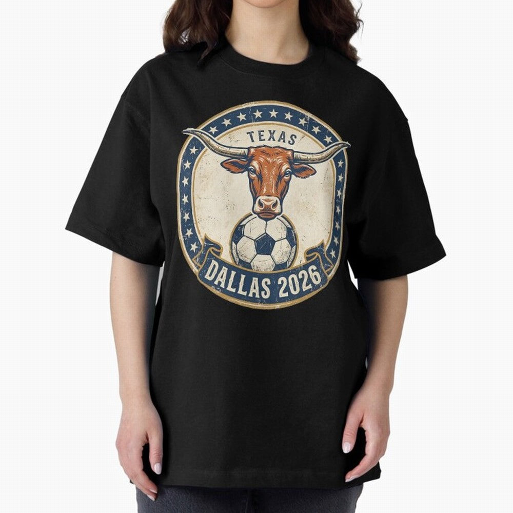 Dallas Texas 2026 World Cup Host City Vintage Football Badge Classic T-Shirt Follow the Road to FIFA World Cup 2026 USA Canada Mexico for Fans of Cristiano Ronaldo and Argentina and Brazil, Bringing Champion Mindset, Group Stage Buzz, Knockout