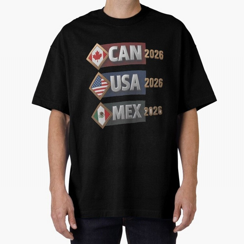 CAN USA MEx 2026 Flags, Canada USA Mexico Soccer Tournament Classic T-Shirt Bring Global Tournament Vibes to FIFA World Cup 2026 Group Stage for Fans of Messi, CR7 and Mbappe and Brazil, Portugal and Argentina, Bringing Football History, Final