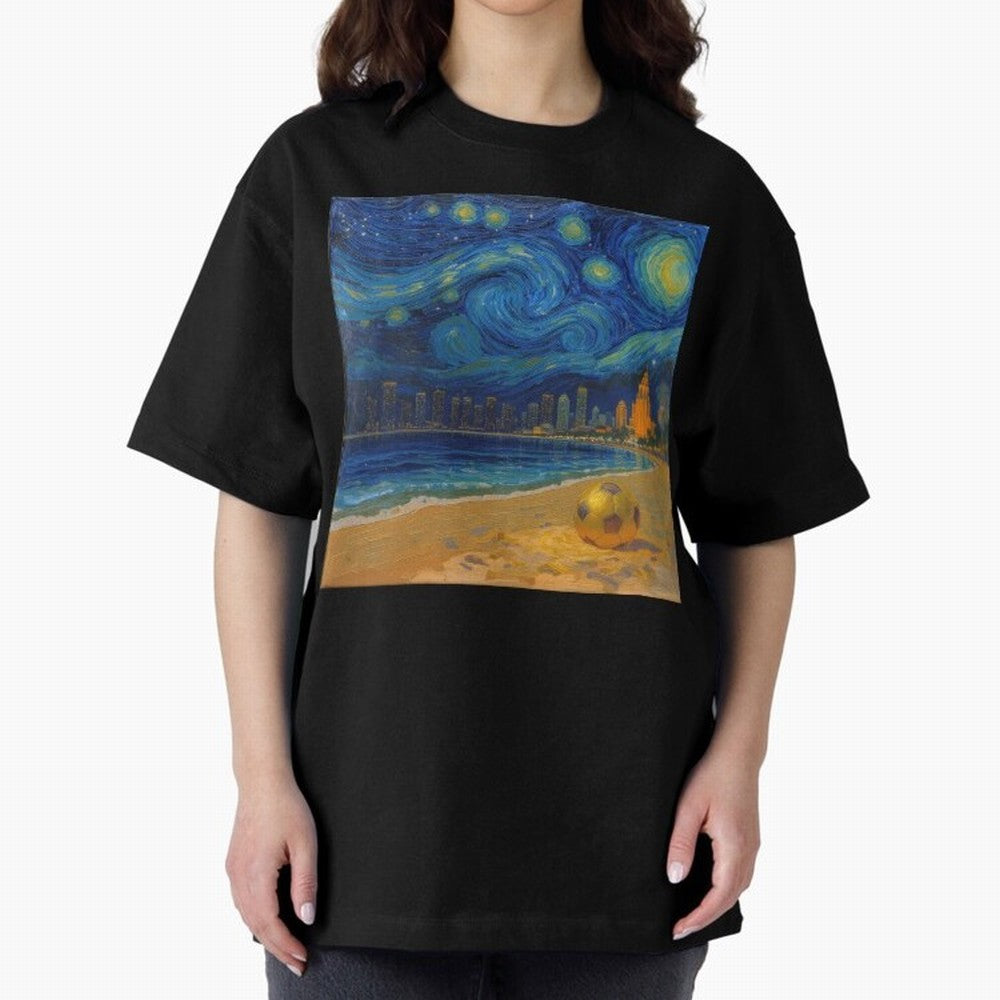Golden Miami Starry Night Beach Soccer Fine Art Print Impasto Oil Painting Classic T-Shirt Celebrate Golden Goal Energy in the FIFA World Cup 2026 Group Stage Journey through Haaland and Mbappe Highlights, Netherlands Pride, Classic Soccer