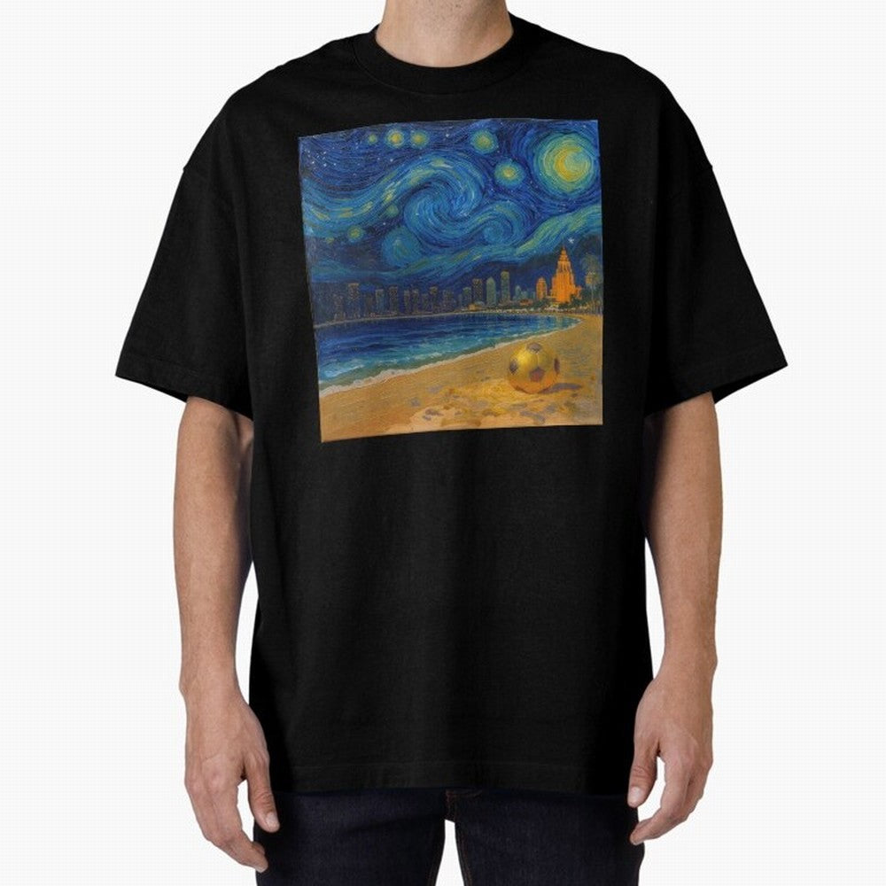 Golden Miami Starry Night Beach Soccer Fine Art Print Impasto Oil Painting Classic T-Shirt Celebrate Golden Goal Energy in the FIFA World Cup 2026 Group Stage Journey through Haaland and Mbappe Highlights, Netherlands Pride, Classic Soccer