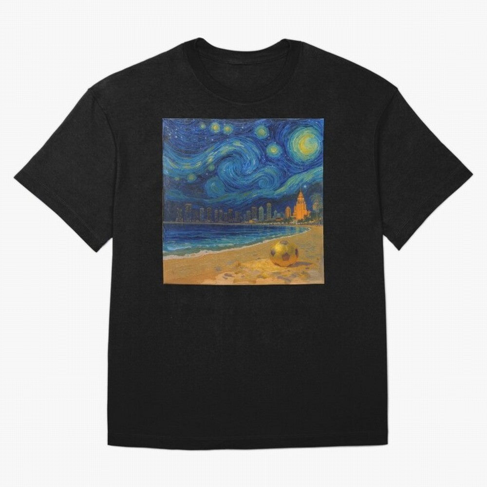Golden Miami Starry Night Beach Soccer Fine Art Print Impasto Oil Painting Classic T-Shirt Celebrate Golden Goal Energy in the FIFA World Cup 2026 Group Stage Journey through Haaland and Mbappe Highlights, Netherlands Pride, Classic Soccer