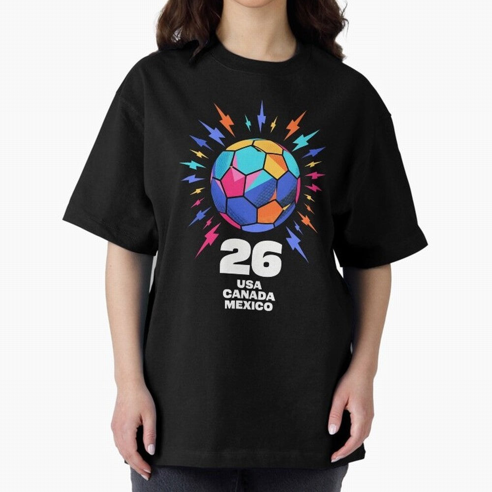 2026 Colorful Soccer Ball USA Canada Mexico 26 Classic T-Shirt Celebrate the Biggest Stage of FIFA World Cup 2026 Group Stage Built around Messi and Cristiano Ronaldo, Brazil Energy, Fan Favorite Moments, National Team Passion, Big Match Drama and