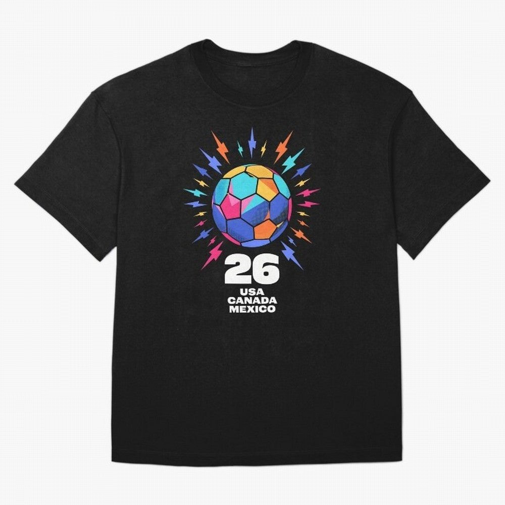 2026 Colorful Soccer Ball USA Canada Mexico 26 Classic T-Shirt Celebrate the Biggest Stage of FIFA World Cup 2026 Group Stage Built around Messi and Cristiano Ronaldo, Brazil Energy, Fan Favorite Moments, National Team Passion, Big Match Drama and