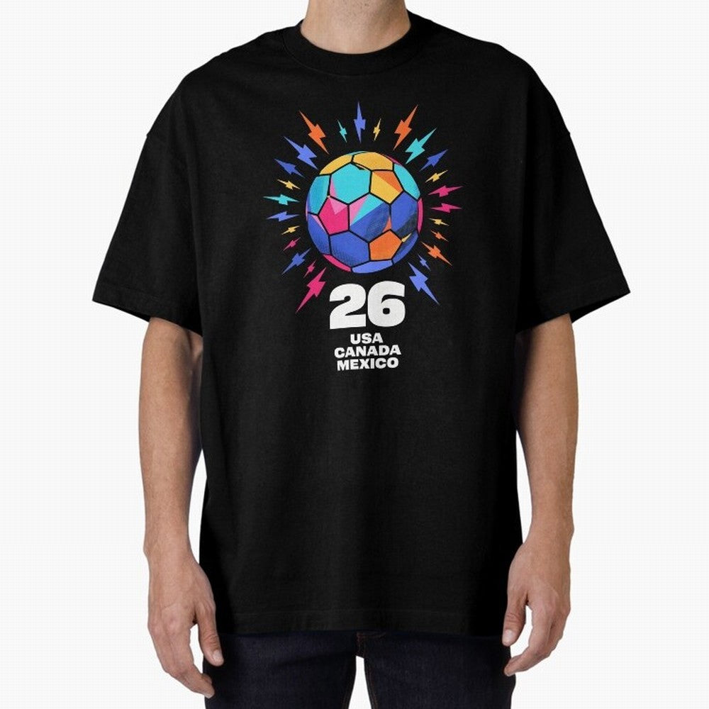 2026 Colorful Soccer Ball USA Canada Mexico 26 Classic T-Shirt Celebrate the Biggest Stage of FIFA World Cup 2026 Group Stage Built around Messi and Cristiano Ronaldo, Brazil Energy, Fan Favorite Moments, National Team Passion, Big Match Drama and