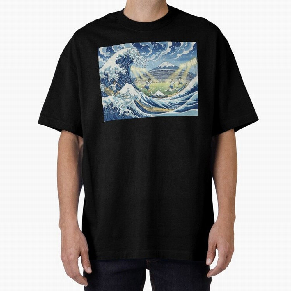 Soccer Players in Hokusai Waves Japan Classic T-Shirt Feel the Heartbeat of FIFA World Cup 2026 Group Stage for Fans of Messi and Cristiano Ronaldo and England, France and Netherlands, Bringing Tournament Hype, Historic Matchups, Family Viewing