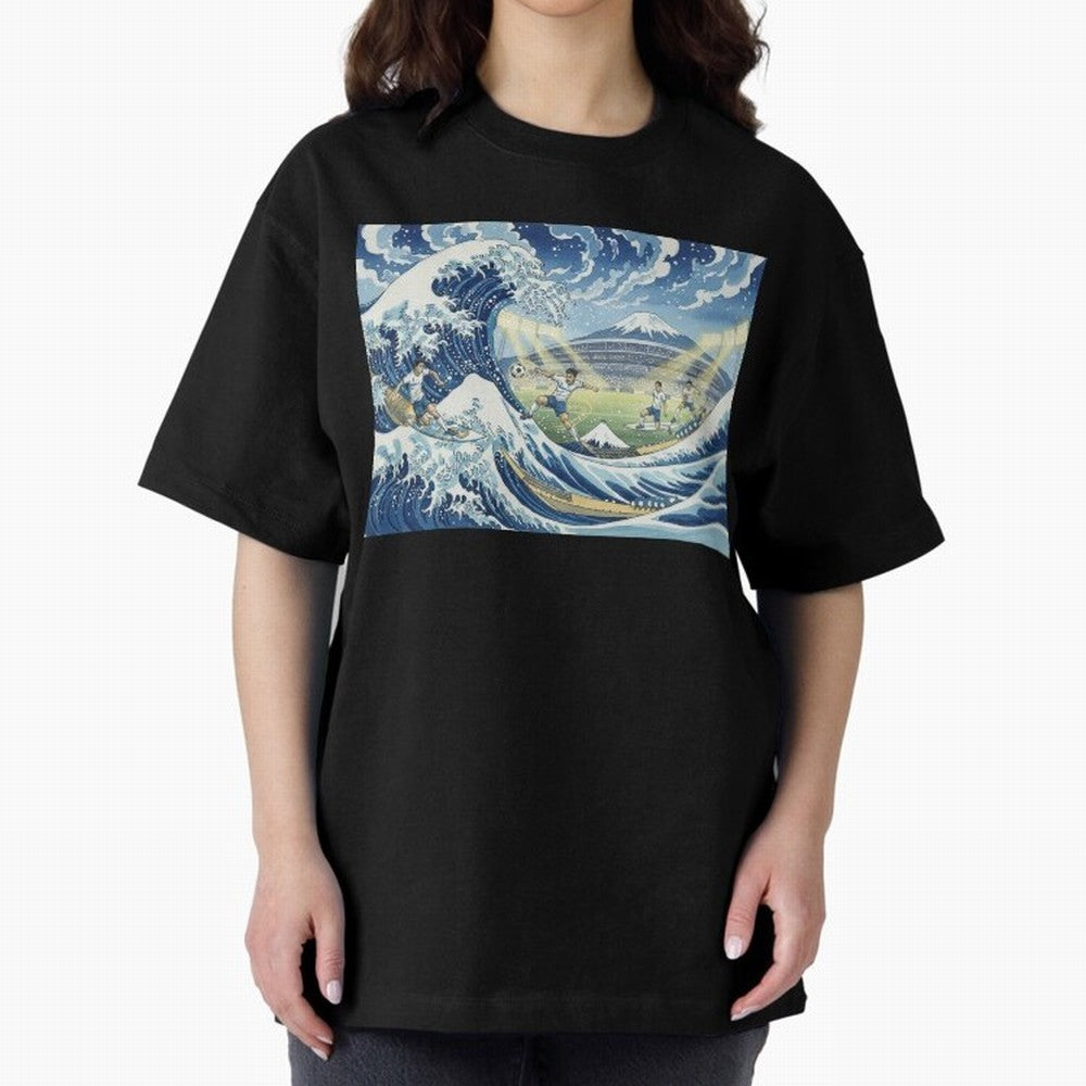 Soccer Players in Hokusai Waves Japan Classic T-Shirt Feel the Heartbeat of FIFA World Cup 2026 Group Stage for Fans of Messi and Cristiano Ronaldo and England, France and Netherlands, Bringing Tournament Hype, Historic Matchups, Family Viewing