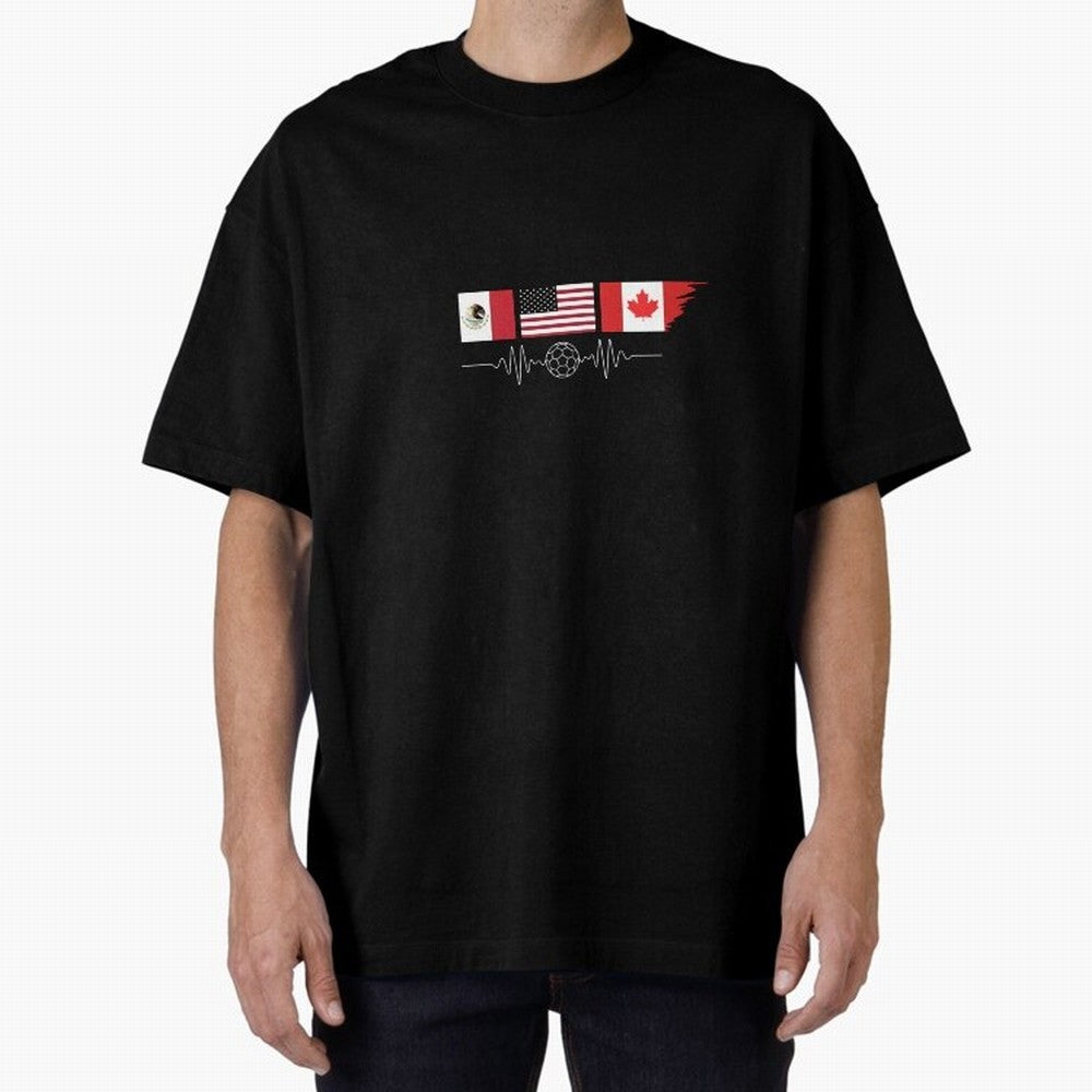 North America Soccer Heartbeat Flags 2026 Cup T-Shirt_82794888 Classic T-Shirt Experience Global Football Passion for FIFA World Cup 2026, Capturing Messi, Neymar and Mbappe, England, Soccer Culture, Superstar Moments, National Team Dreams and