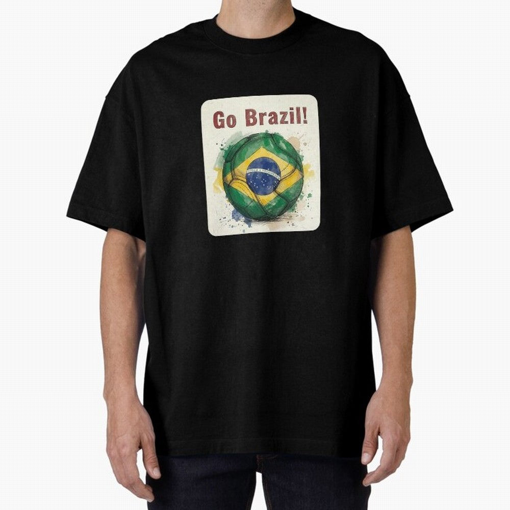Go Brazil Soccer Ball Flag | Brazilian Football Fan Graphic Tee Classic T-Shirt Show Championship Spirit for FIFA World Cup 2026 for Fans of Messi, CR7 and Mbappe and Brazil, Bringing Sports Nostalgia, International Competition, Famous Players and