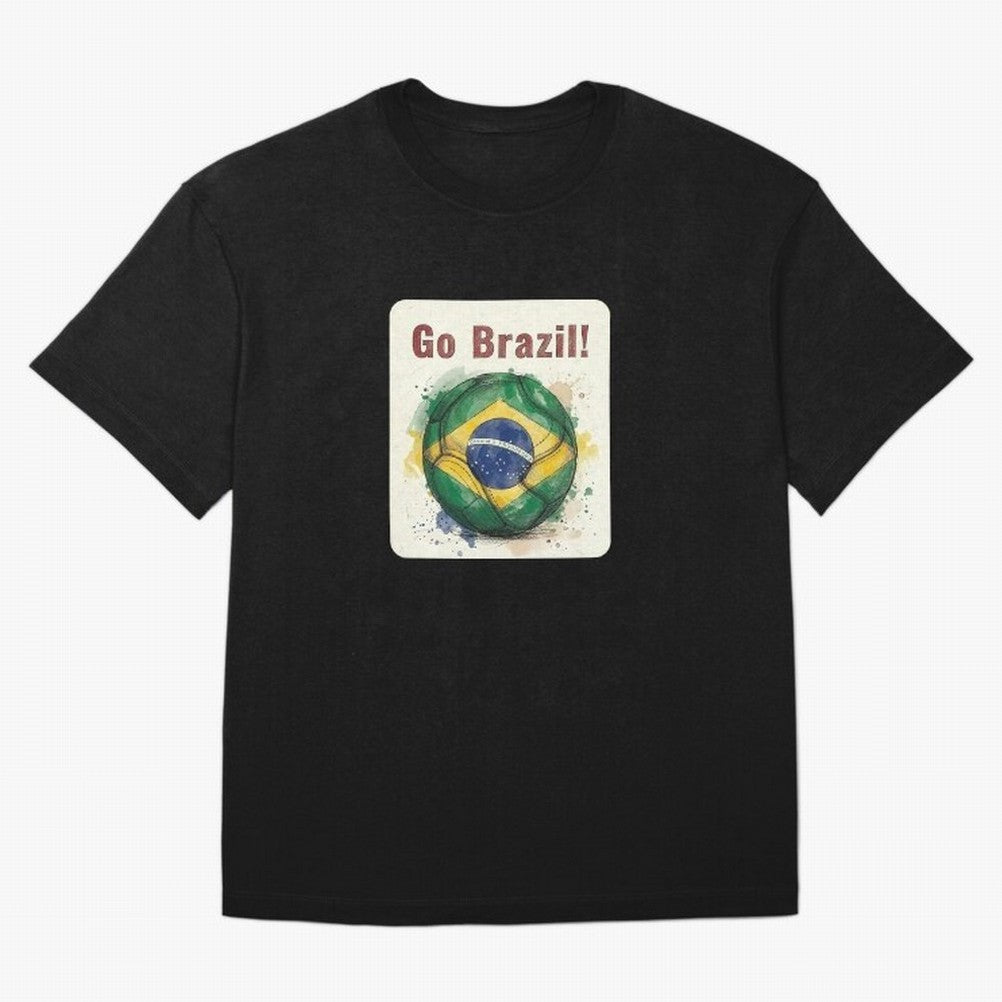 Go Brazil Soccer Ball Flag | Brazilian Football Fan Graphic Tee Classic T-Shirt Show Championship Spirit for FIFA World Cup 2026 for Fans of Messi, CR7 and Mbappe and Brazil, Bringing Sports Nostalgia, International Competition, Famous Players and
