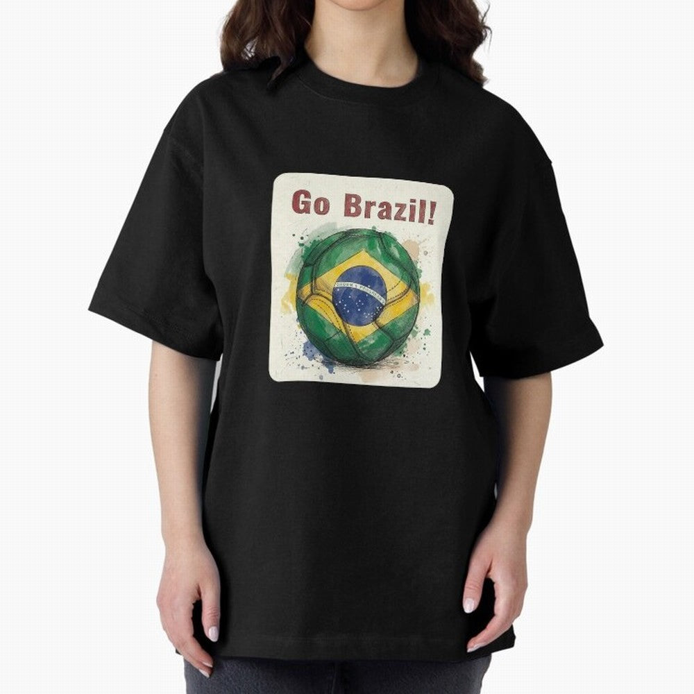Go Brazil Soccer Ball Flag | Brazilian Football Fan Graphic Tee Classic T-Shirt Show Championship Spirit for FIFA World Cup 2026 for Fans of Messi, CR7 and Mbappe and Brazil, Bringing Sports Nostalgia, International Competition, Famous Players and