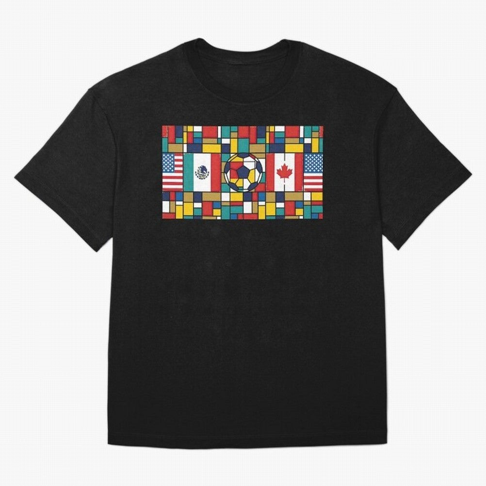 Spectacular World Cup Stadiums | Soccer Flags Mexico Canada USA Geometry Classic T-Shirt Celebrate Golden Goal Energy in FIFA World Cup 2026 for Fans of Haaland and Netherlands, Bringing Championship Spirit, Famous Goals, Roaring Crowds and