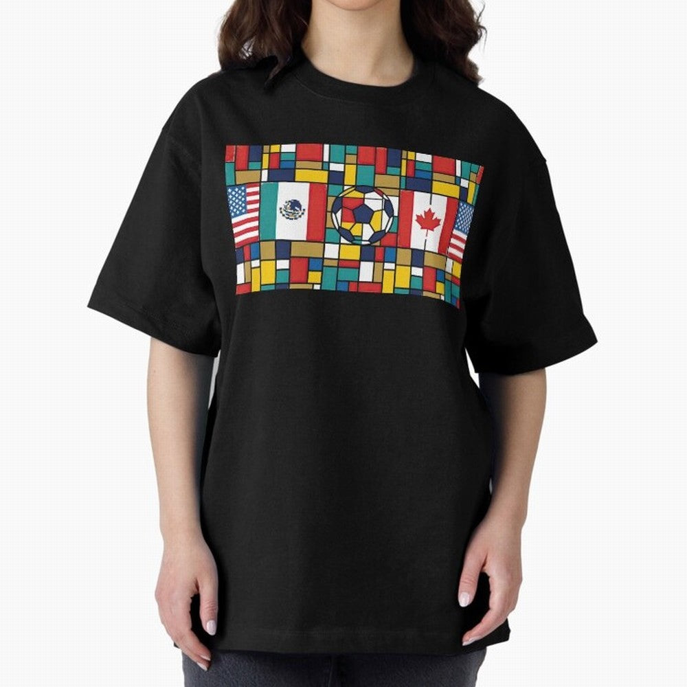 Spectacular World Cup Stadiums | Soccer Flags Mexico Canada USA Geometry Classic T-Shirt Celebrate Golden Goal Energy in FIFA World Cup 2026 for Fans of Haaland and Netherlands, Bringing Championship Spirit, Famous Goals, Roaring Crowds and