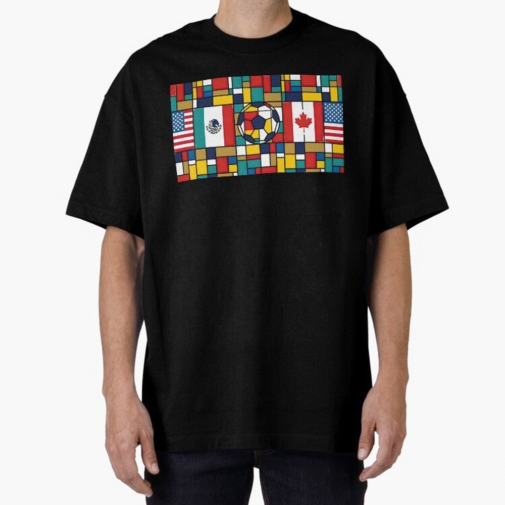 Spectacular World Cup Stadiums | Soccer Flags Mexico Canada USA Geometry Classic T-Shirt Celebrate Golden Goal Energy in FIFA World Cup 2026 for Fans of Haaland and Netherlands, Bringing Championship Spirit, Famous Goals, Roaring Crowds and