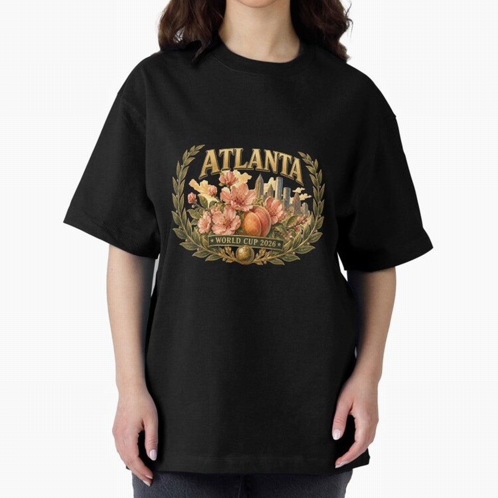Elegant and Floral Atlanta 2026 World Cup Host City ¡ª Georgia Peach Laurel Wreath Classic T-Shirt Honor the Football Icons of FIFA World Cup 2026 Spirit, Featuring England, Messi, Vintage Soccer Flavor, Modern Football Stars, National Flags and