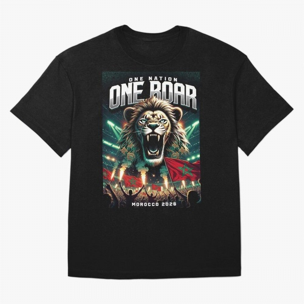 Morocco Football Team - One Nation, One Roar Classic T-Shirt Make Game Day About Global Football Passion for FIFA World Cup 2026 USA Canada Mexico, Celebrating Neymar, England, France and Netherlands, Champion Mindset, Group Stage Buzz, Knockout