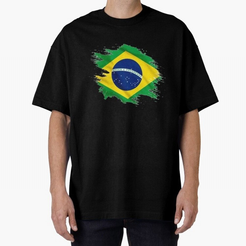 Brazil Flag Artistic Brush Stroke - Modern Flag Design T-Shirt Classic T-Shirt Feel the Heartbeat of FIFA World Cup 2026 Capturing Messi, Neymar and Mbappe, Germany Energy, Classic Soccer Heritage, Championship Pressure, Fan Loyalty and