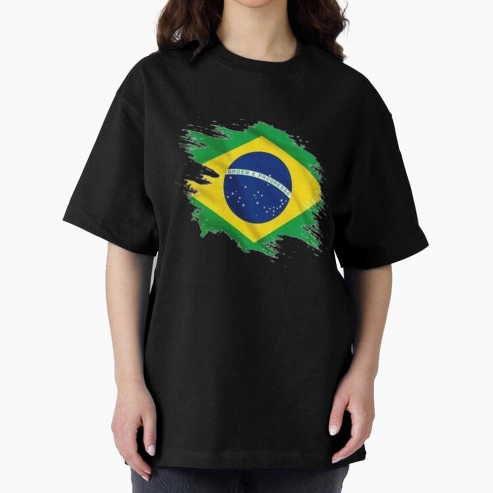 Brazil Flag Artistic Brush Stroke - Modern Flag Design T-Shirt Classic T-Shirt Feel the Heartbeat of FIFA World Cup 2026 Capturing Messi, Neymar and Mbappe, Germany Energy, Classic Soccer Heritage, Championship Pressure, Fan Loyalty and
