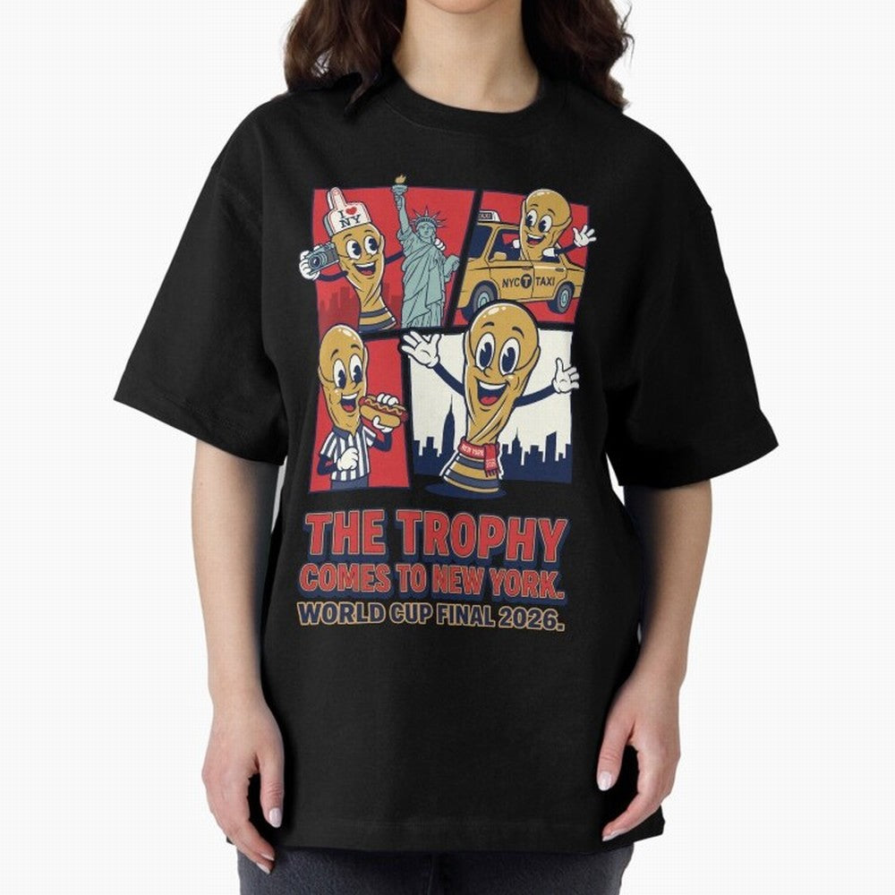The Trophy Comes to New York ¡ª World Cup Final V1 Classic T-Shirt Mark FIFA World Cup 2026 Spirit, Centered on Brazil, Portugal and Argentina, Cristiano Ronaldo, Haaland and CR7, Sports Nostalgia, International Competition, Famous Players and