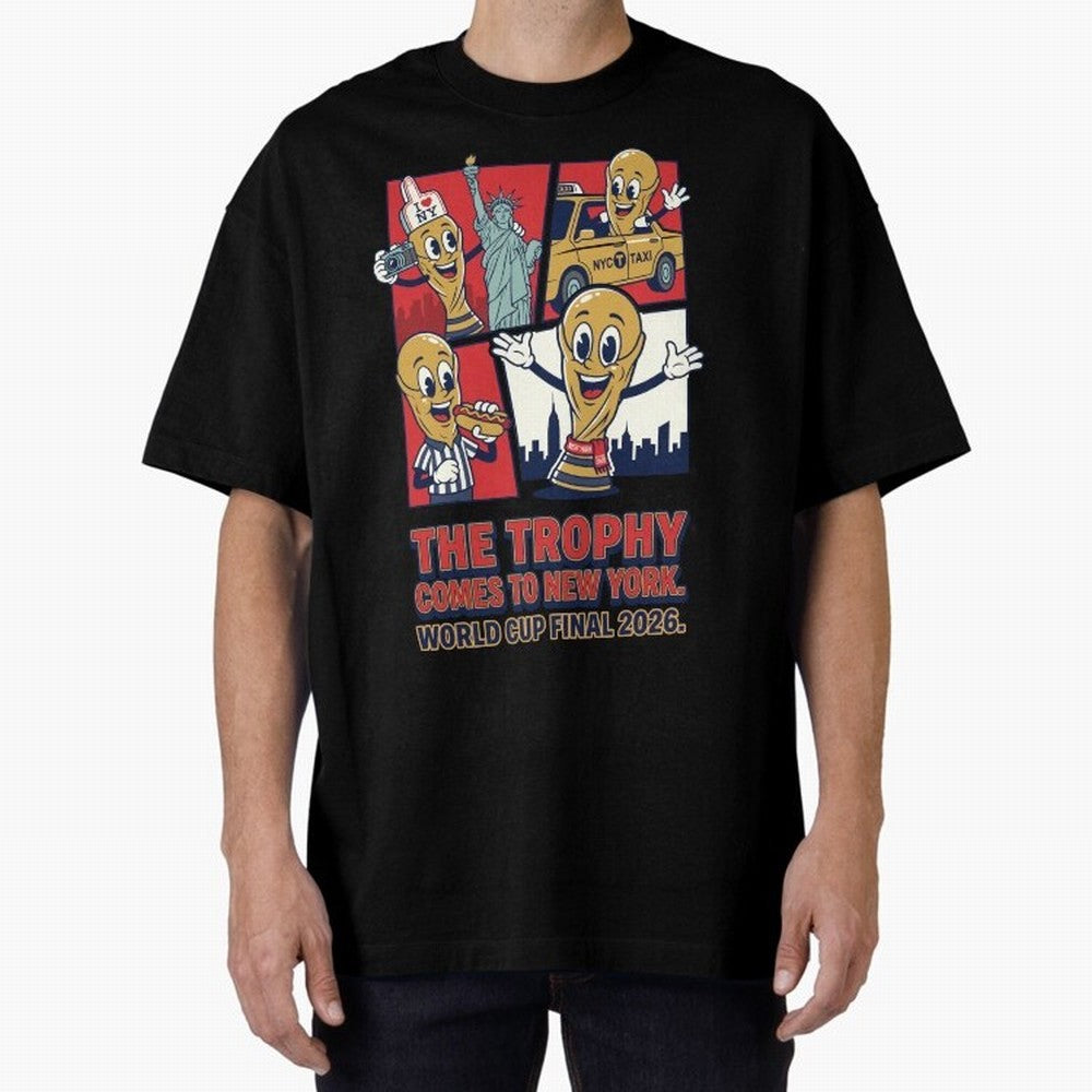 The Trophy Comes to New York ¡ª World Cup Final V1 Classic T-Shirt Mark FIFA World Cup 2026 Spirit, Centered on Brazil, Portugal and Argentina, Cristiano Ronaldo, Haaland and CR7, Sports Nostalgia, International Competition, Famous Players and