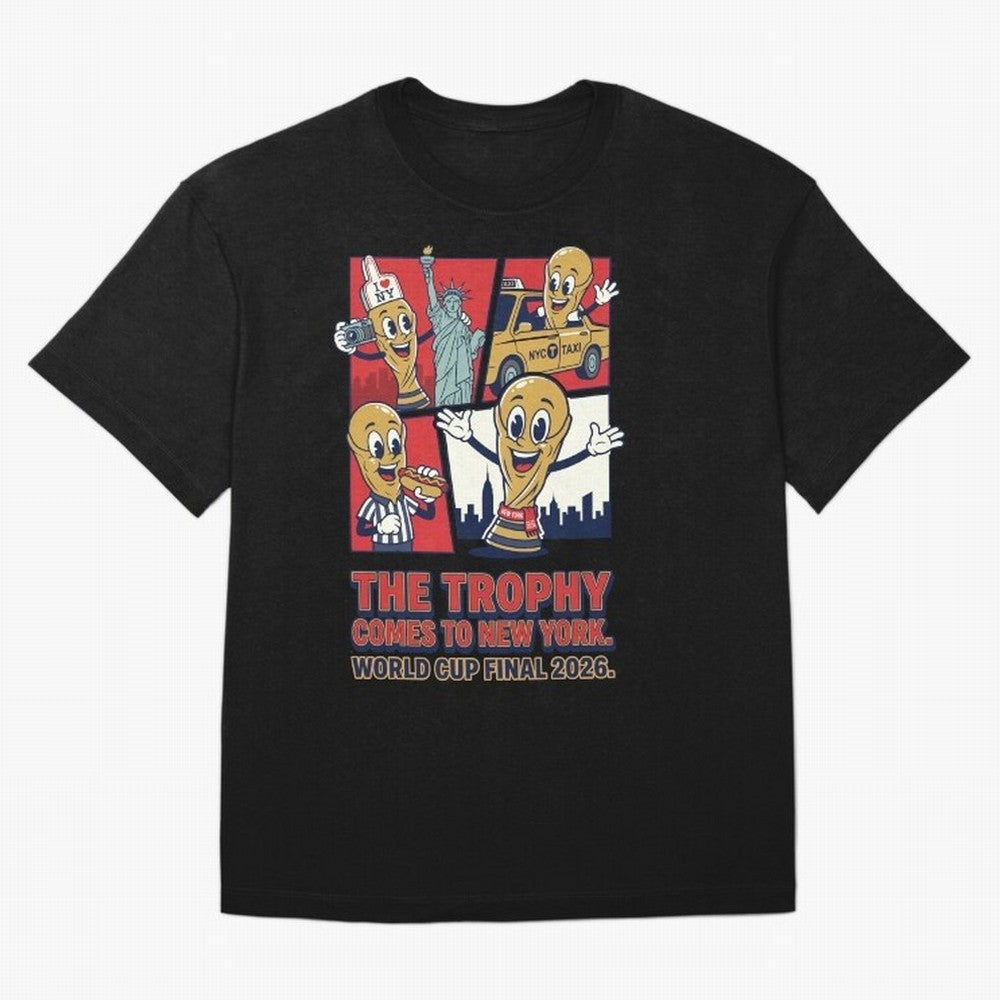 The Trophy Comes to New York ¡ª World Cup Final V1 Classic T-Shirt Mark FIFA World Cup 2026 Spirit, Centered on Brazil, Portugal and Argentina, Cristiano Ronaldo, Haaland and CR7, Sports Nostalgia, International Competition, Famous Players and