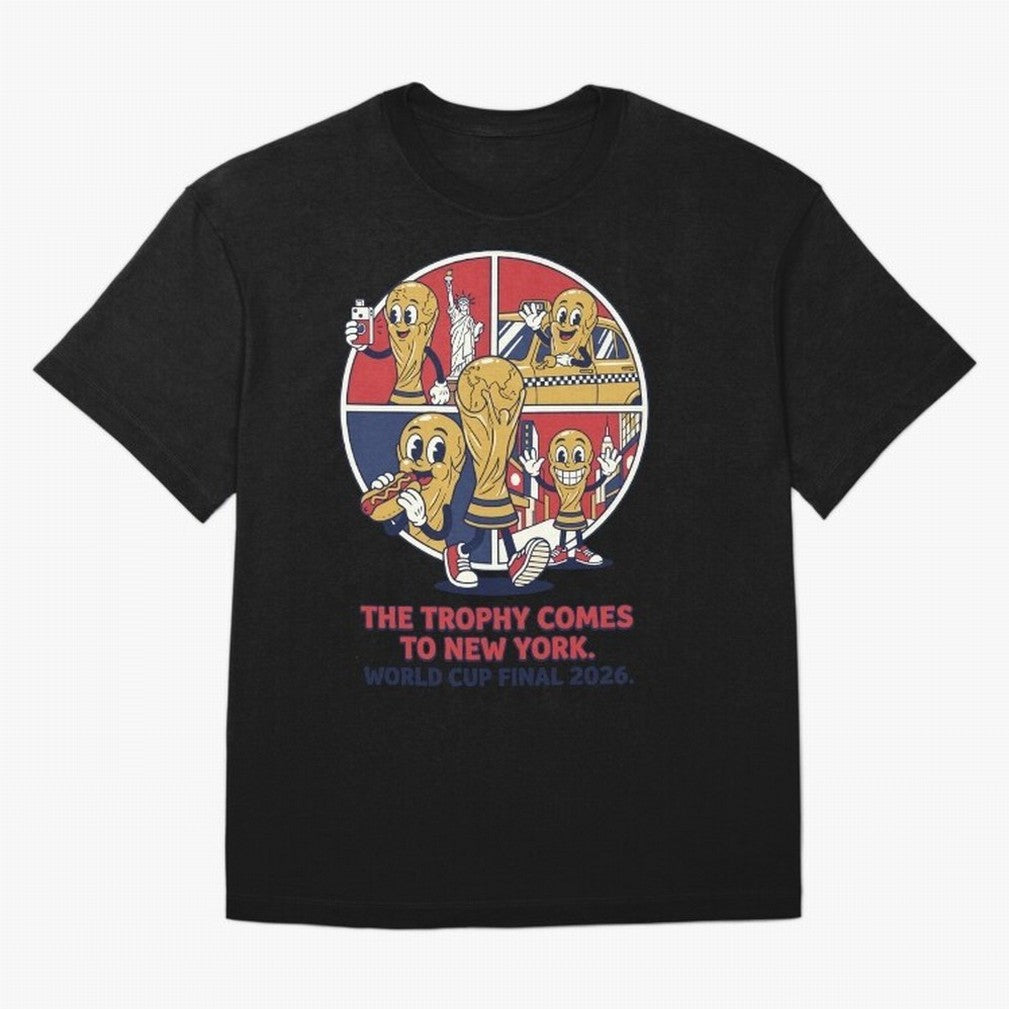 The Trophy Comes to New York ¡ª World Cup Final V2 Classic T-Shirt Carry the Colors and Pride of Global Football Passion for FIFA World Cup 2026 Group Stage, Centered on Haaland and Mbappe, England, France and Netherlands, Worldwide Fan Energy,