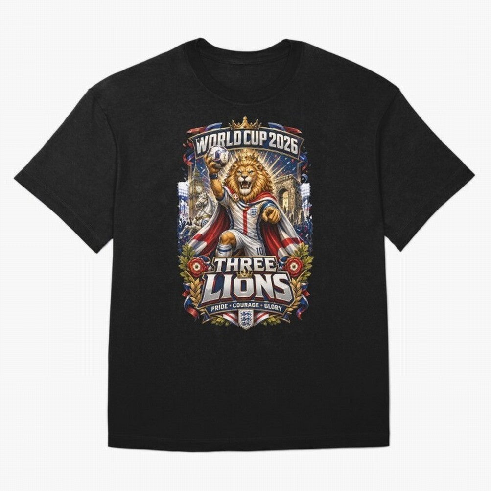 Three Lions World Cup 2026 Classic T-Shirt Show Fan Pride Across FIFA World Cup 2026 Group Stage Spirit, Built around Spain, Mbappe and Neymar, Vintage Soccer Flavor, Modern Football Stars, National Flags and Final Night Emotion; Perfect for