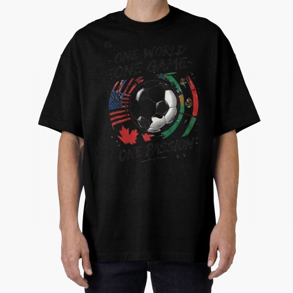 One World One Game Football Graphic Tee Classic T-Shirt Turn Up for Match Day Hype around FIFA World Cup 2026 Group Stage, Messi, Spain, Tournament Hype, Historic Matchups, Family Viewing Parties and Global Sports Pride; Made for Collectors Who