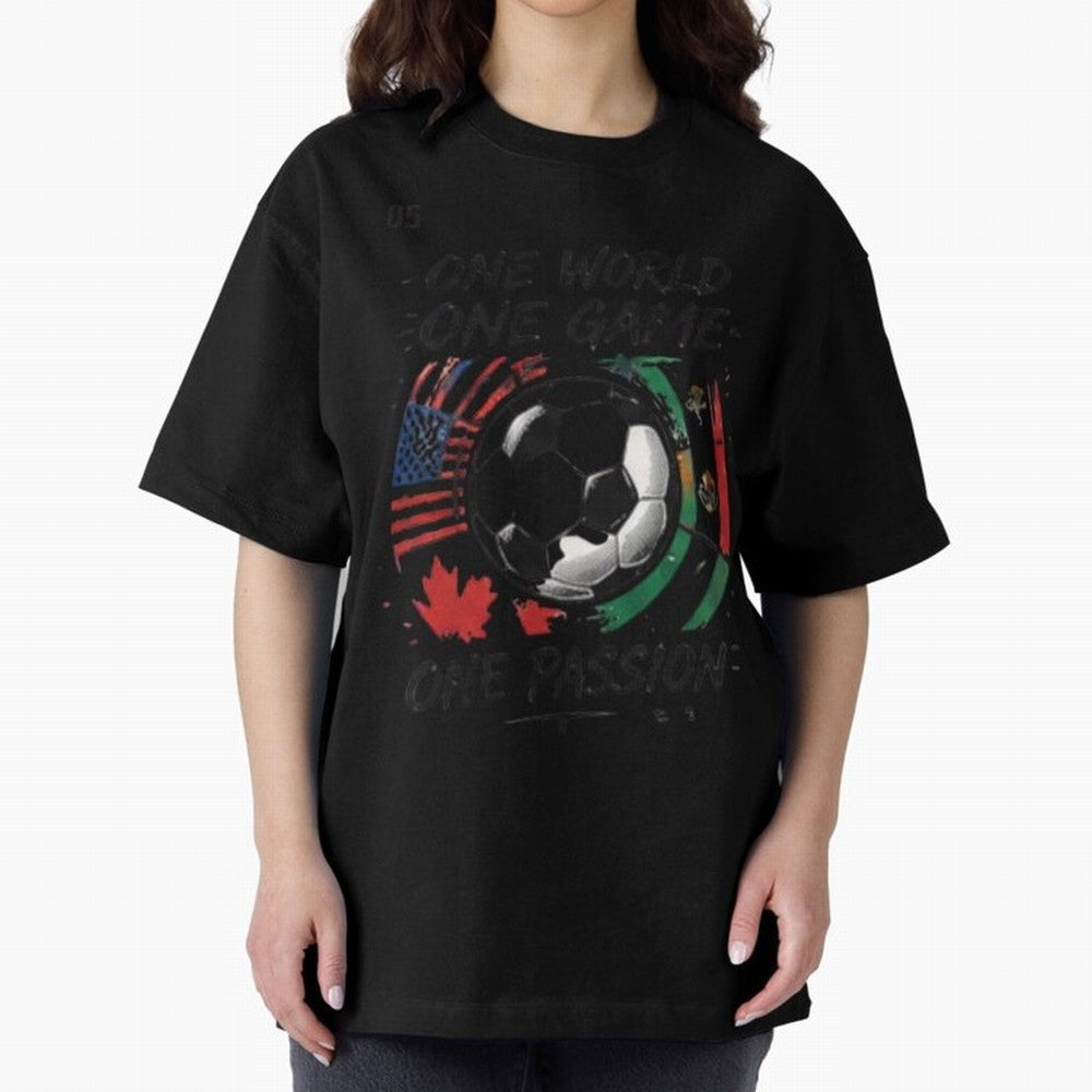 One World One Game Football Graphic Tee Classic T-Shirt Turn Up for Match Day Hype around FIFA World Cup 2026 Group Stage, Messi, Spain, Tournament Hype, Historic Matchups, Family Viewing Parties and Global Sports Pride; Made for Collectors Who
